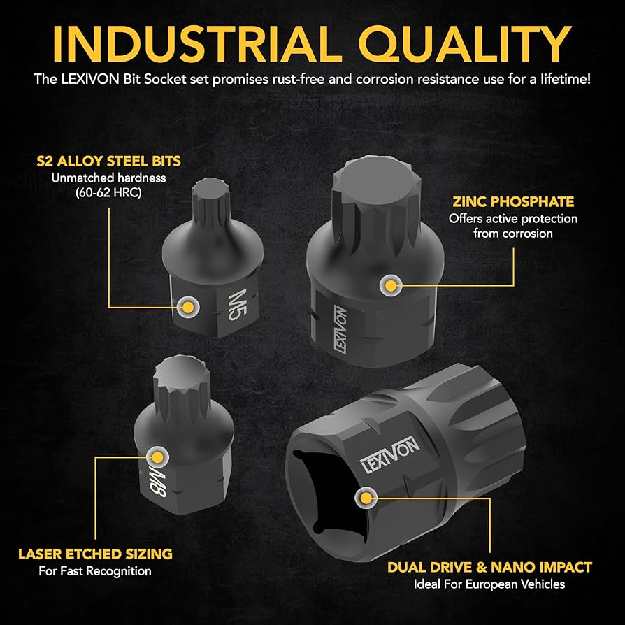 Amazon.com: LEXIVON Triple Square Bit Socket Set - 8-Piece
